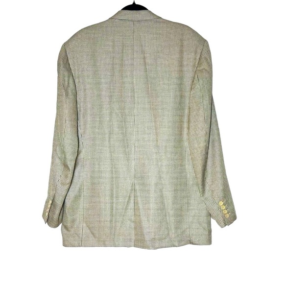 Adolfo Silk & Wool Houndstooth Two-Button Blazer in Neutral Earth Tones Size 44L - Picture 2 of 11